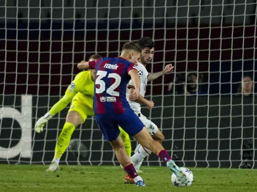 Jugada del segundo gol del Barça, marcado por Fermín, ante el Shakhtar