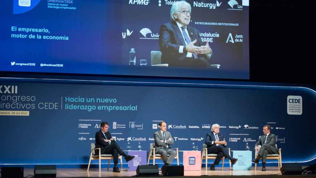 El presidente de Foment del Treball, Josep Sánchez Llibre, interviene en el congreso de CEDE de 2023