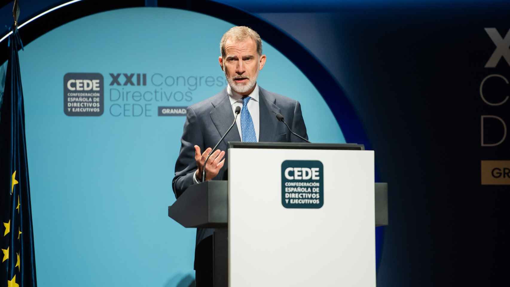 El rey Felipe VI interviene en el congreso de CEDE de 2023