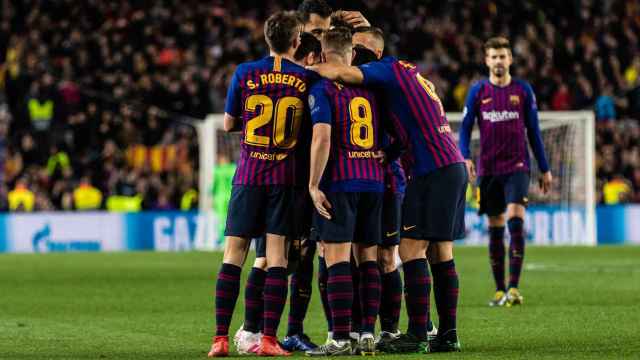 Los jugadores del Barça celebran un gol en 2019