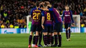 Los jugadores del Barça celebran un gol en 2019