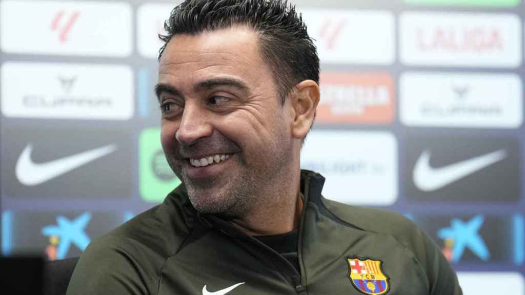 Xavi Hernández, compareciendo en rueda de prensa previa al clásico