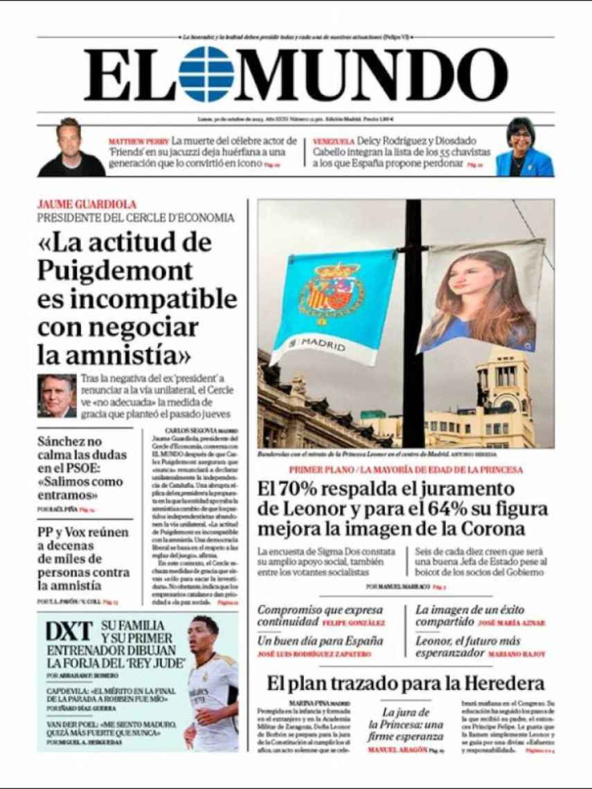 Portada de 'El Mundo' de 30 de octubre de 2023