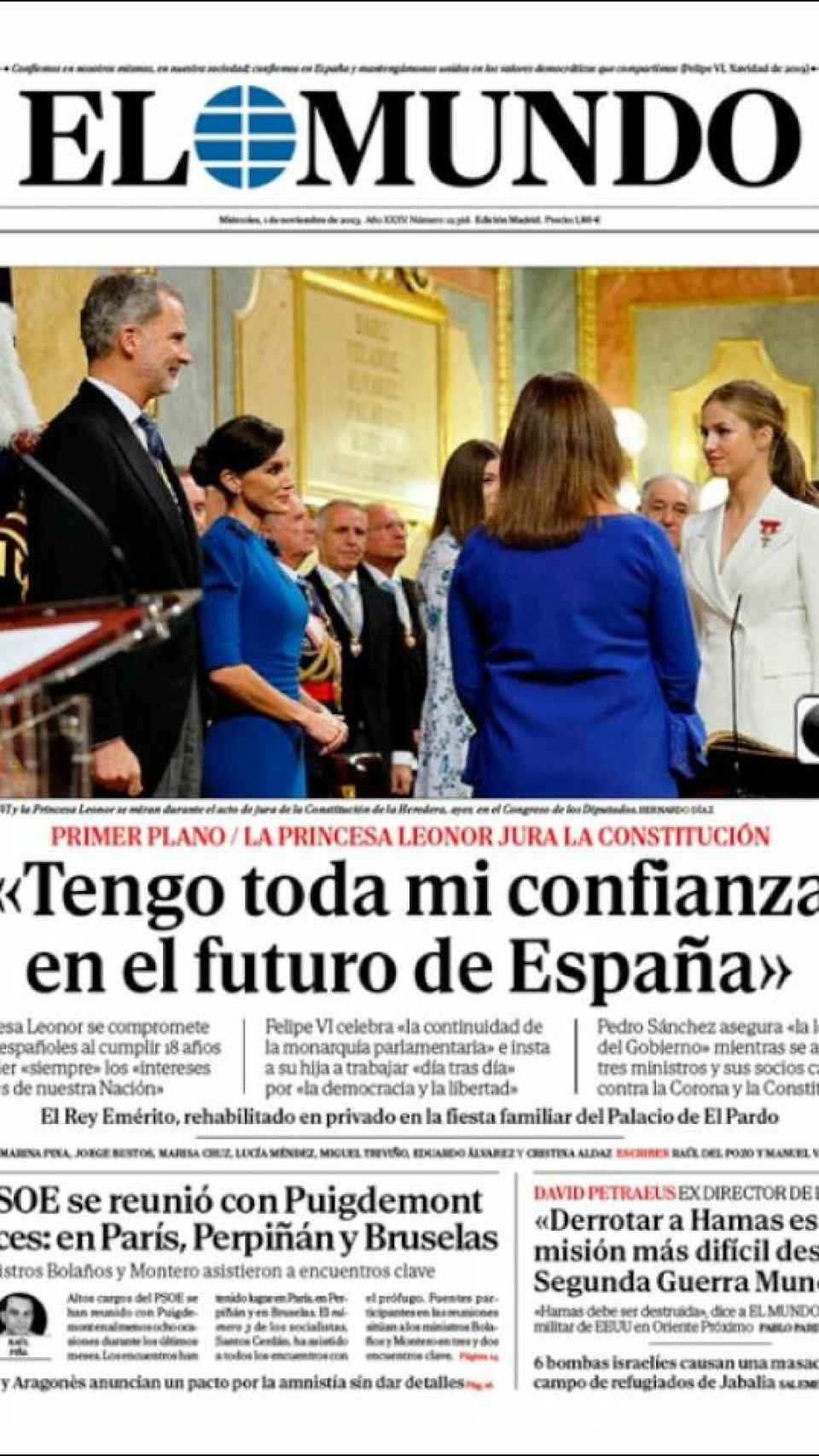 Portada de 'El Mundo' del 1 de noviembre de 2023