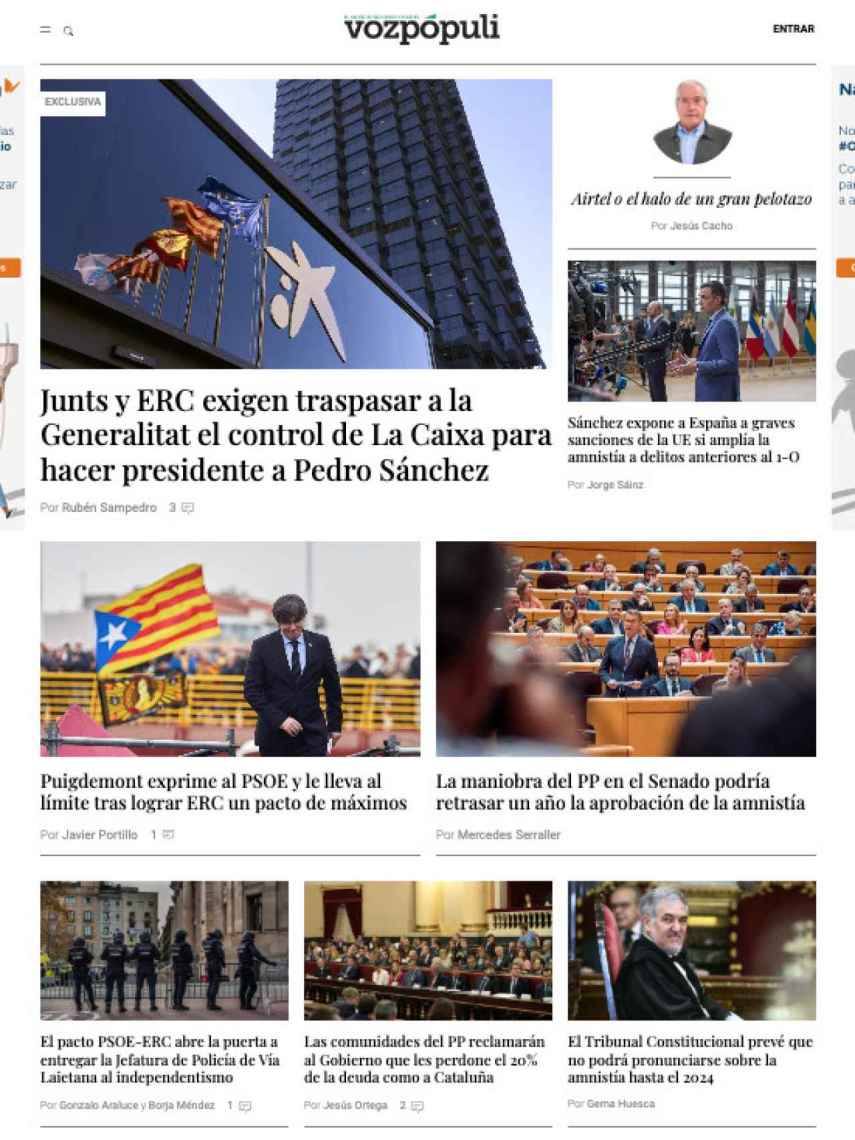 Portada de 'Vozpopuli' de 3 de noviembre de 2023