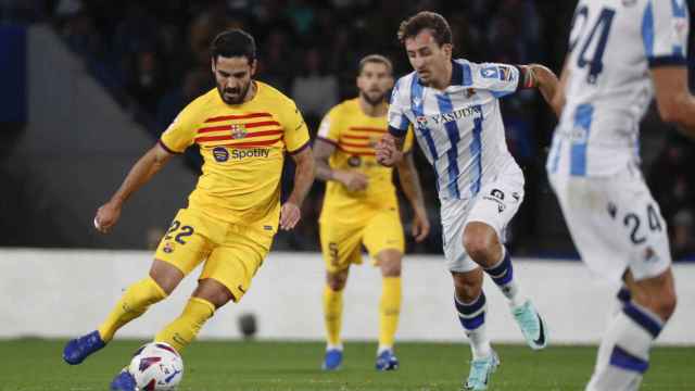 Gundogan, intentando combinar contra la Real Sociedad