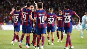 El Barça, celebrando un gol marcado contra el Shakhtar Donetsk