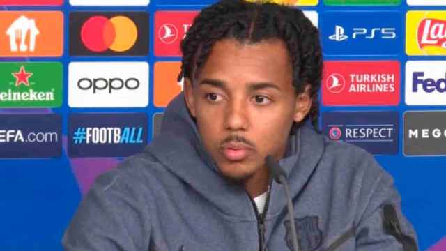 Jules Koundé, durante la rueda de prensa previa al Shakhtar-Barça
