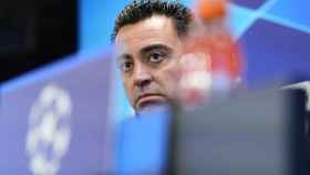 Xavi Hernández, compareciendo en rueda de prensa previa al Shakhtar-Barça