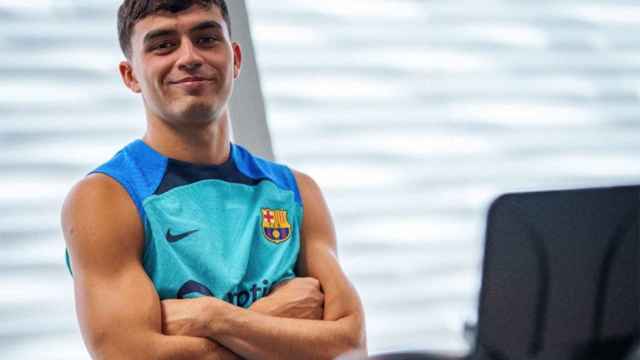 Pedri González, en el gimnasio de las instalaciones del Barça