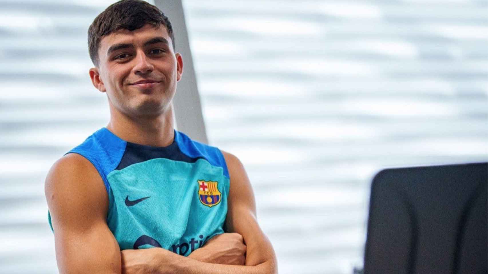 Pedri González, en el gimnasio de las instalaciones del Barça