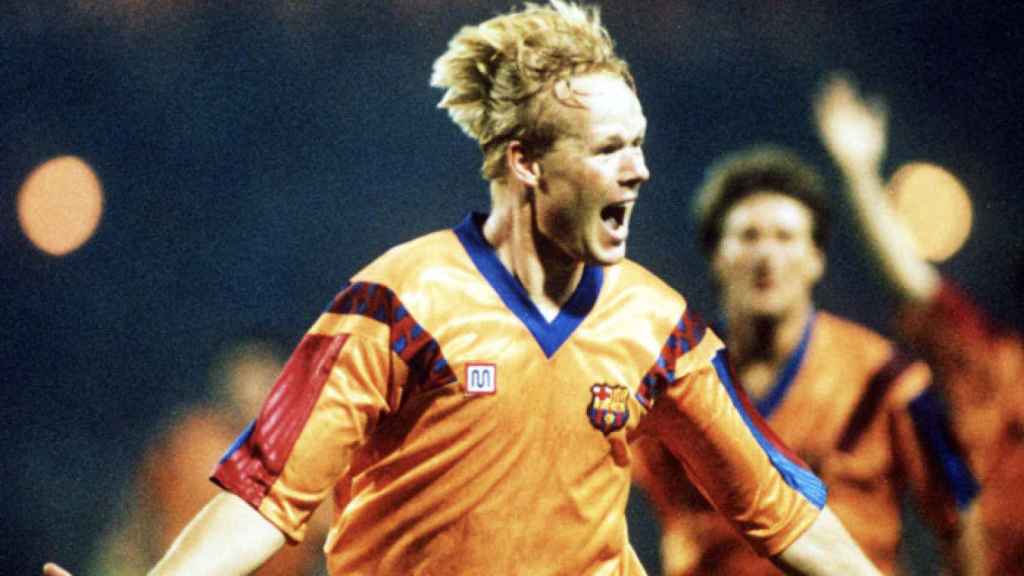 Ronald Koeman celebra su gol en Wembley