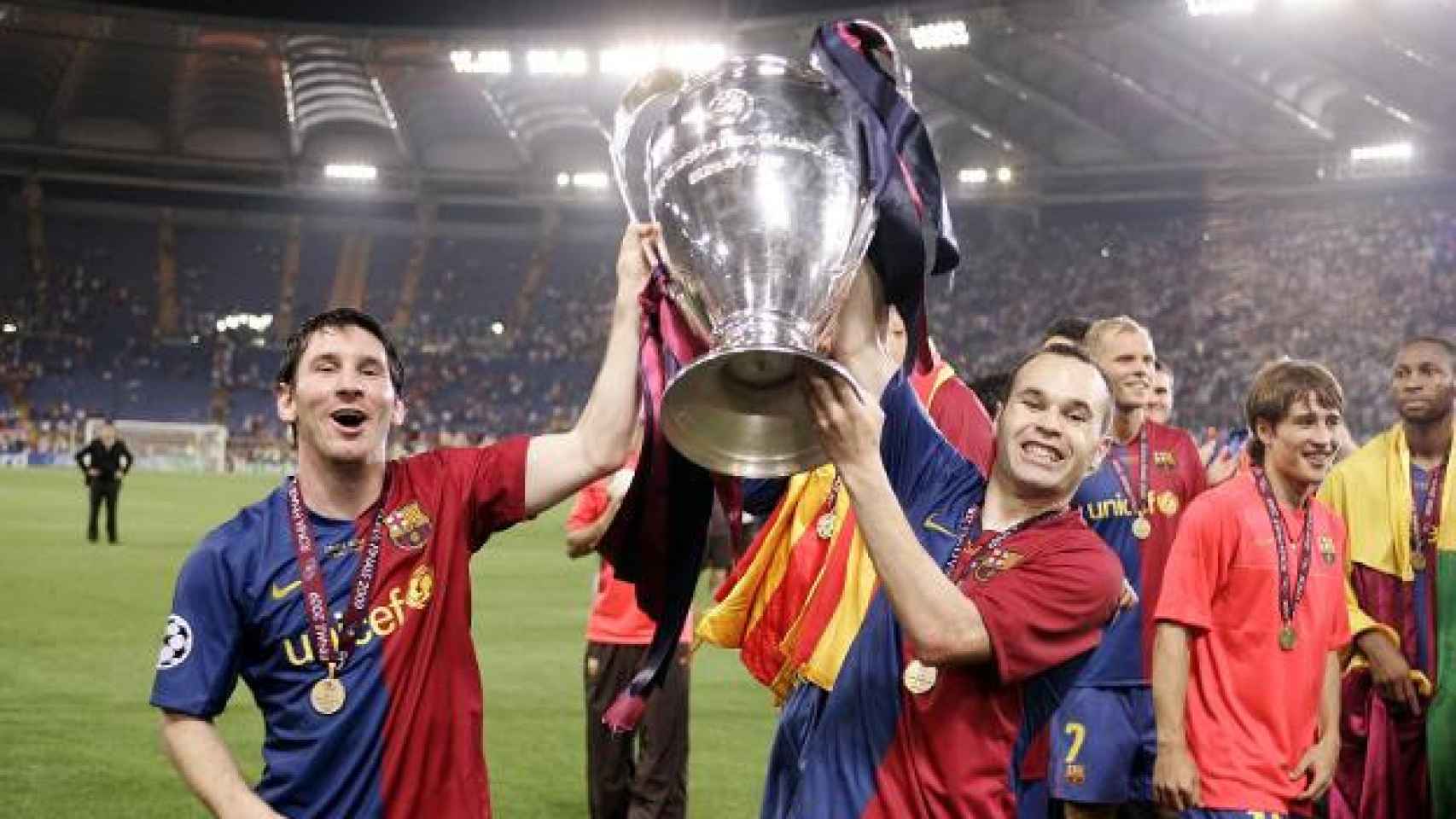 Messi e Iniesta, con la Champions en 2009