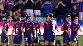 Los jugadores del FC Barcelona, celebrando un gol en una imagen de archivo