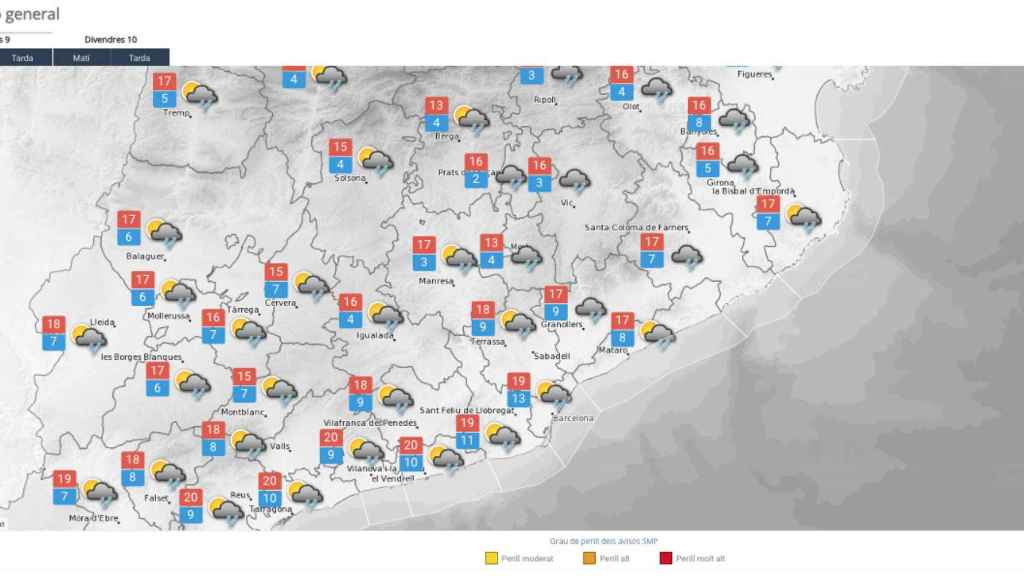 Previsión meteorológica para este jueves 9 de noviembre