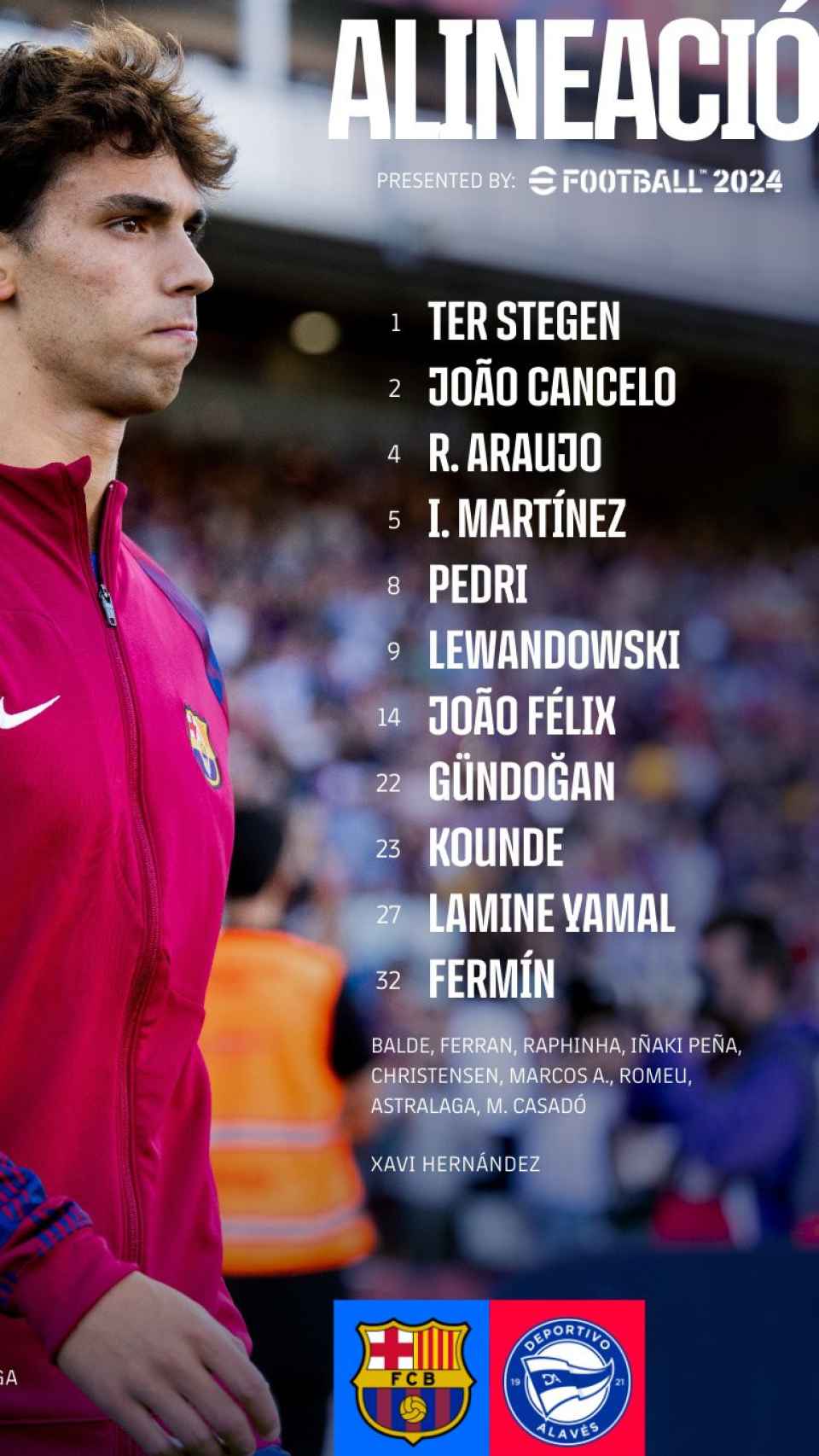 Once del Barça frente al Alavés en Montjuïc