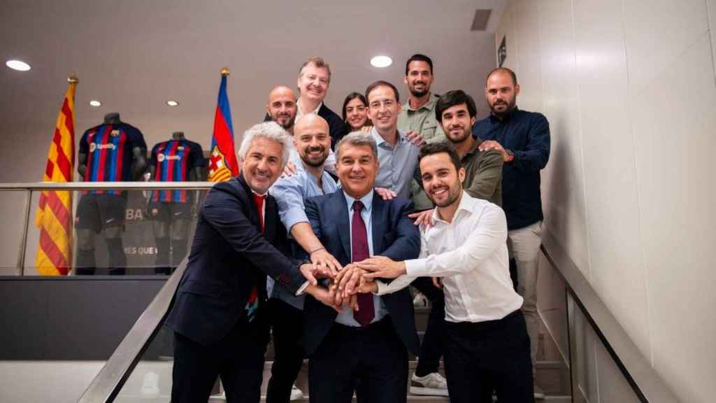 Joan Laporta, durante la renovación de Jonatan Giráldez con el FC Barcelona