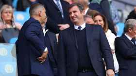 Ferran Soriano, en el palco del Etihad Stadium