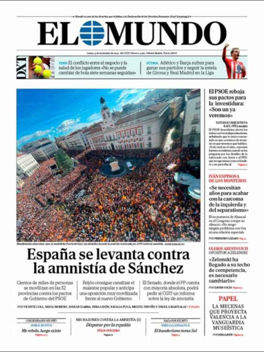 Portada de 'El Mundo' de 13 de noviembre de 2023