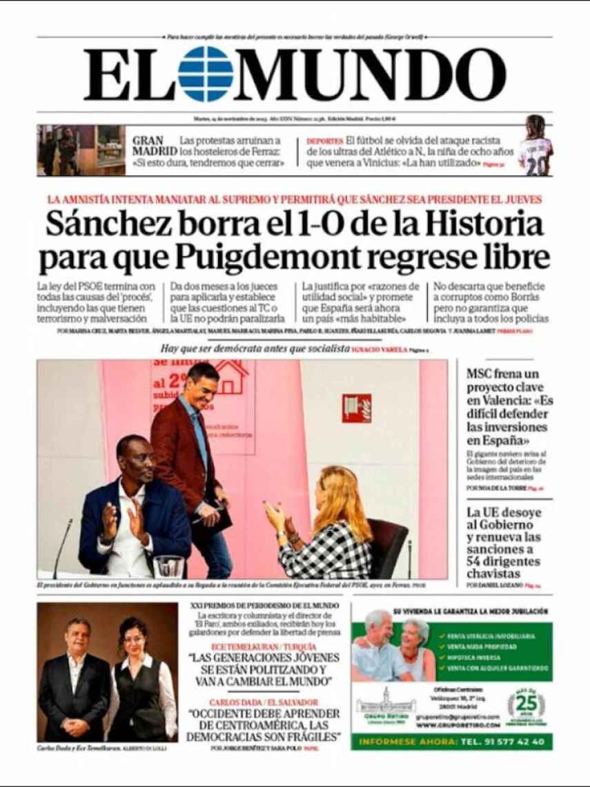 Portada de 'El Mundo' de 14 de noviembre de 2023