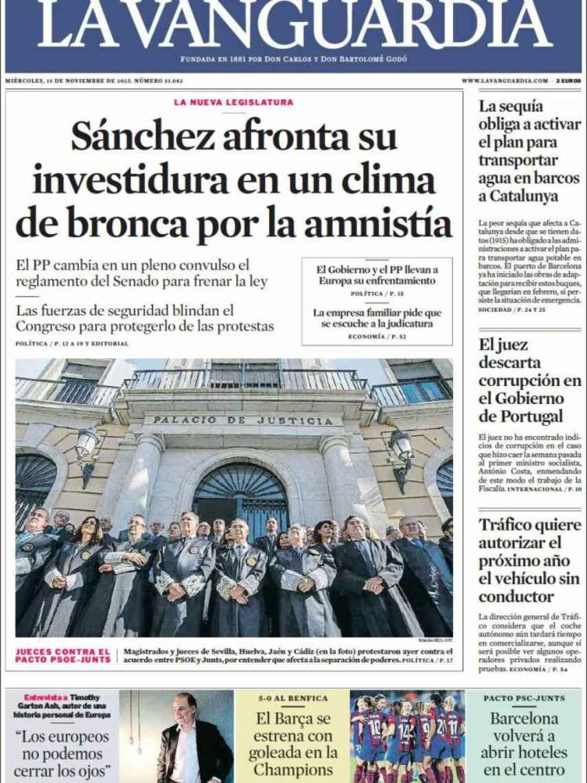 Portada de 'La Vanguardia' de 15 de noviembre de 2023