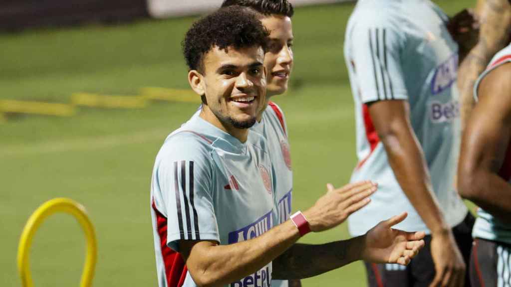 Luis Díaz, durante un entrenamiento con el Liverpool