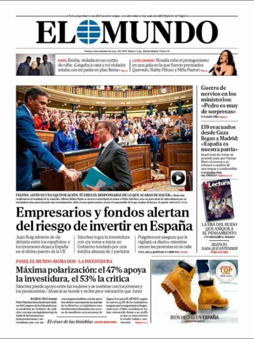 Portada de 'El Mundo' de 17 de noviembre de 2023