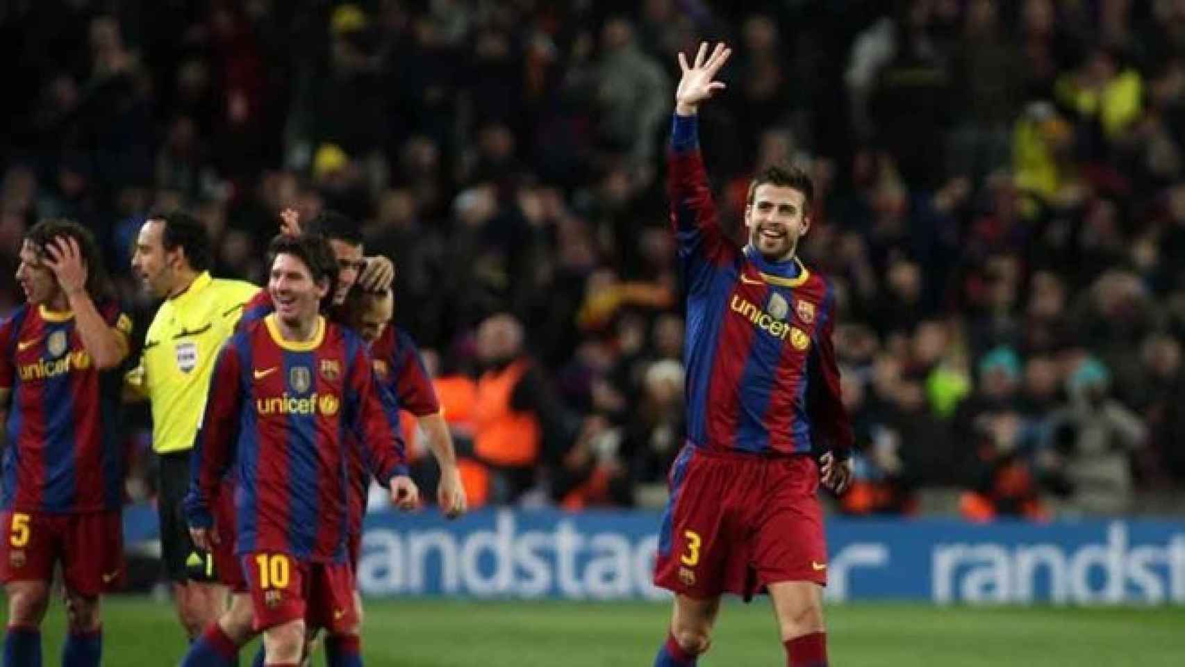 Piqué celebra el 5-0 del Barça al Real Madrid de Mourinho