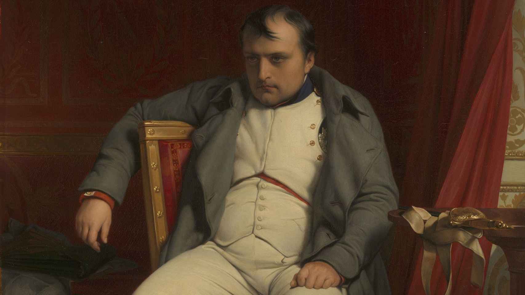 Napoleón abdicando en Fontainebleau