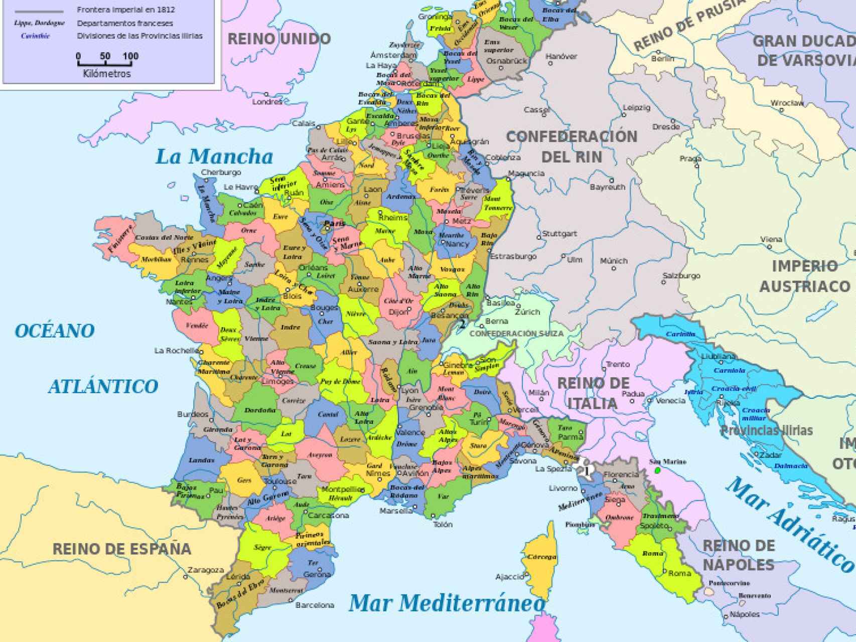 Mapa de la Francia napoleónica