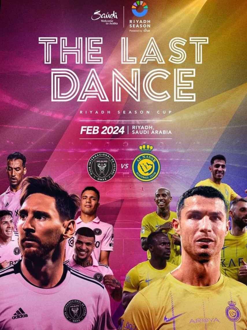 El poster promocional del amistoso entre el Inter Miami y el Al-Nassr