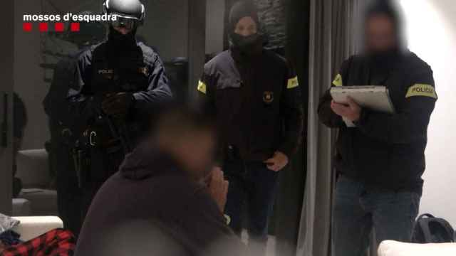 Agentes de los Mossos d'Esquadra durante el operativo que ha permitido desmantelar a una red criminal dedicada al tráfico de marihuana