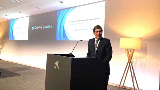 El presidente de Caixabank, José Ignacio Goirigolzarri, en la presentación de un informe de FP