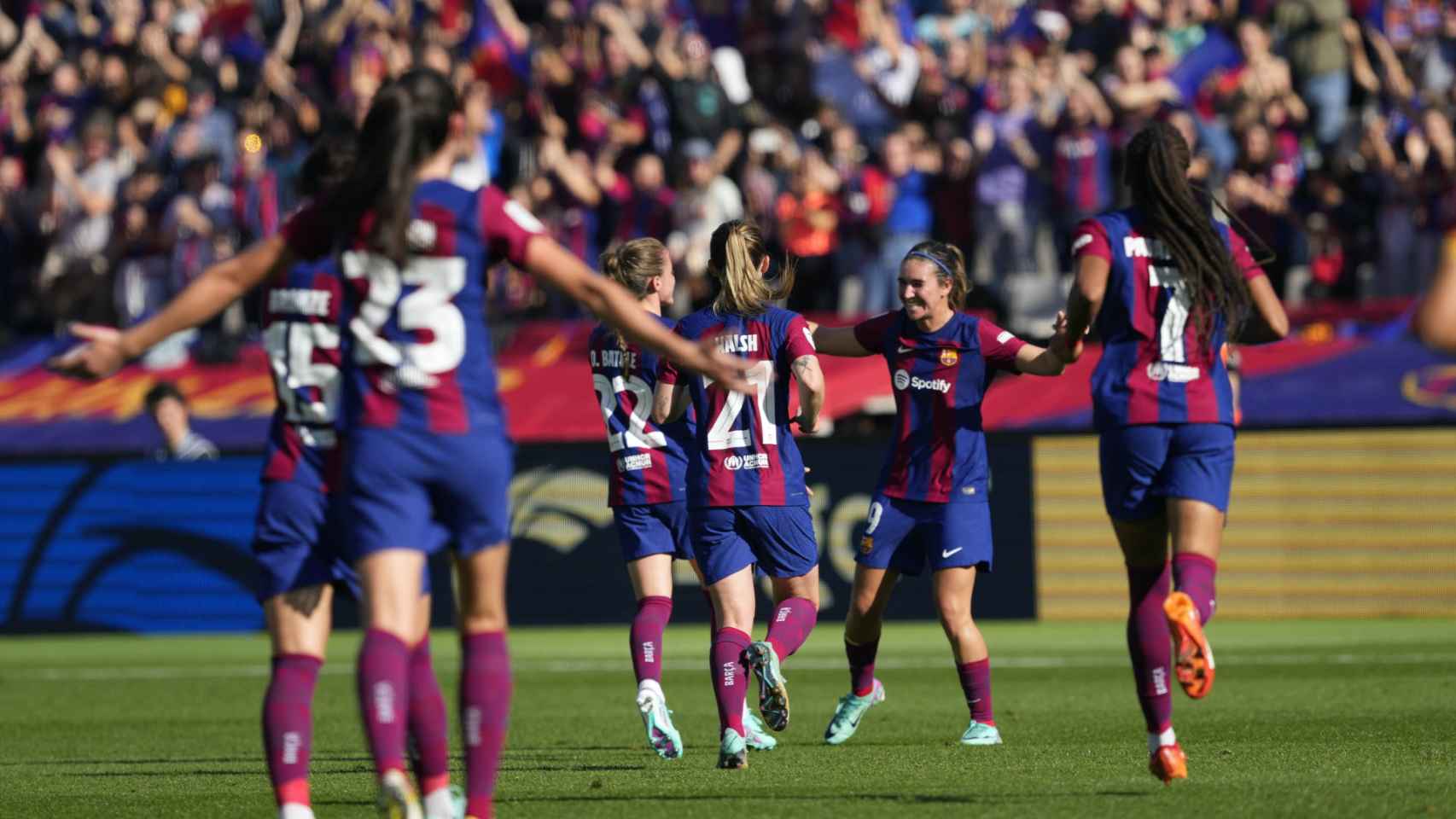 Mariona Caldentey, celebrando un gol con el FC Barcelona