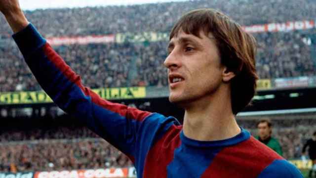 Johan Cruyff, durante un partido con la camiseta del Barça