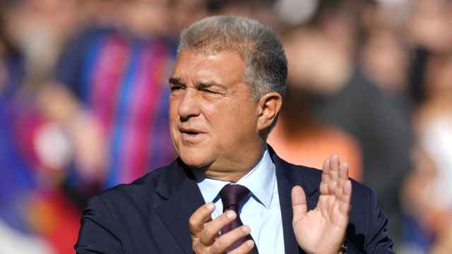 Joan Laporta, durante un partido del FC Barcelona en Montjuïc