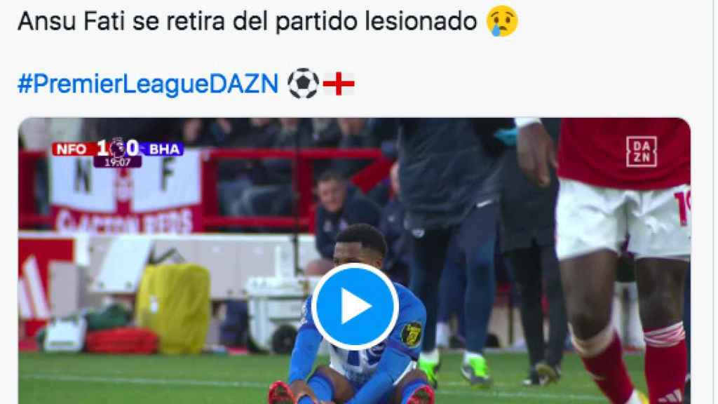 Tuit de DAZN tras la lesión de Ansu Fati