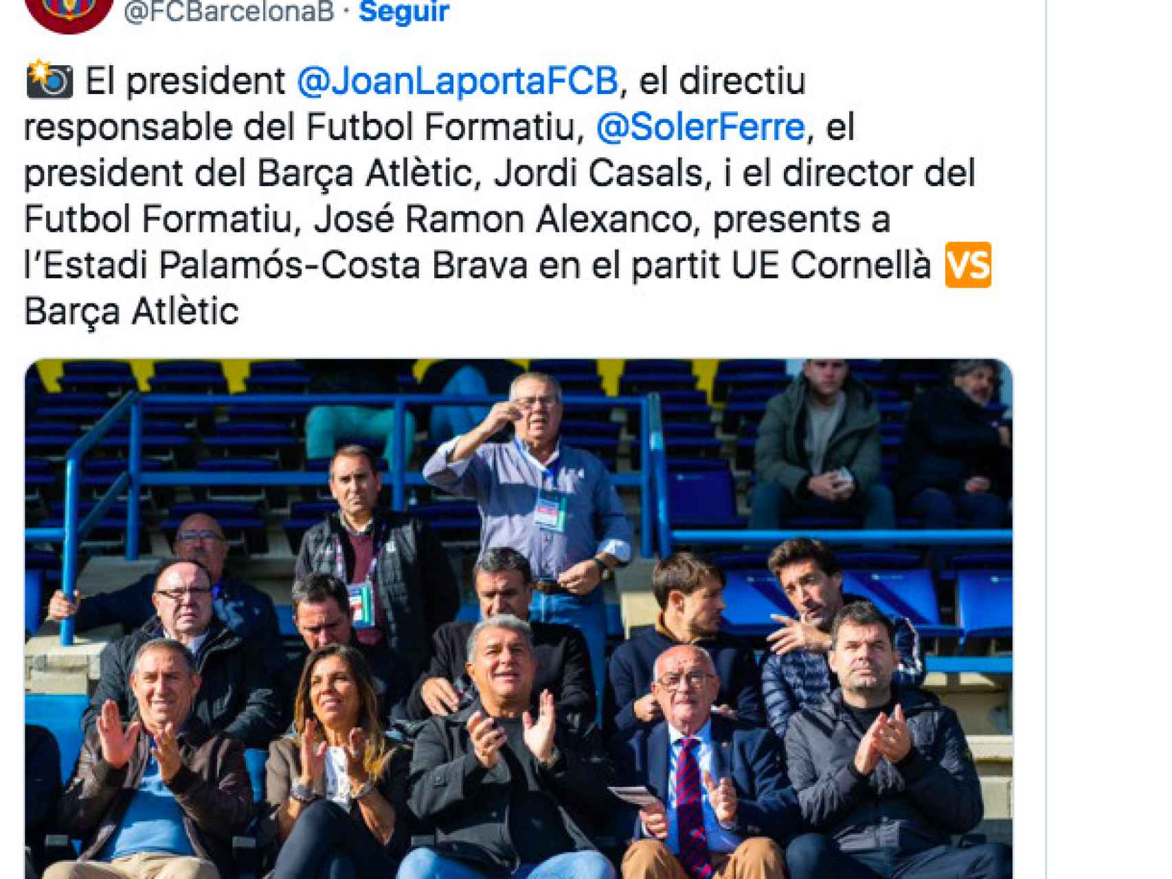 Laporta presenció el partido entre el Cornellà y el Barça B