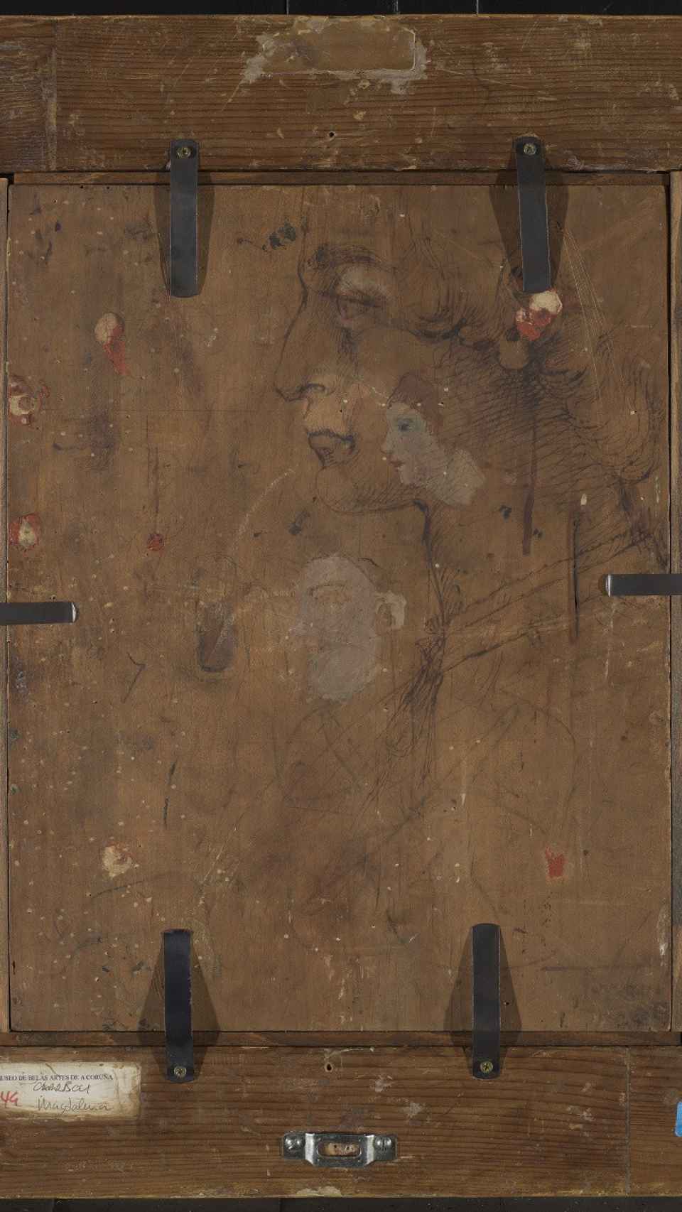 Apuntes de figuras de Annibale Carracci en el reverso del lienzo ‘El éxtasis de la Magdalena’.