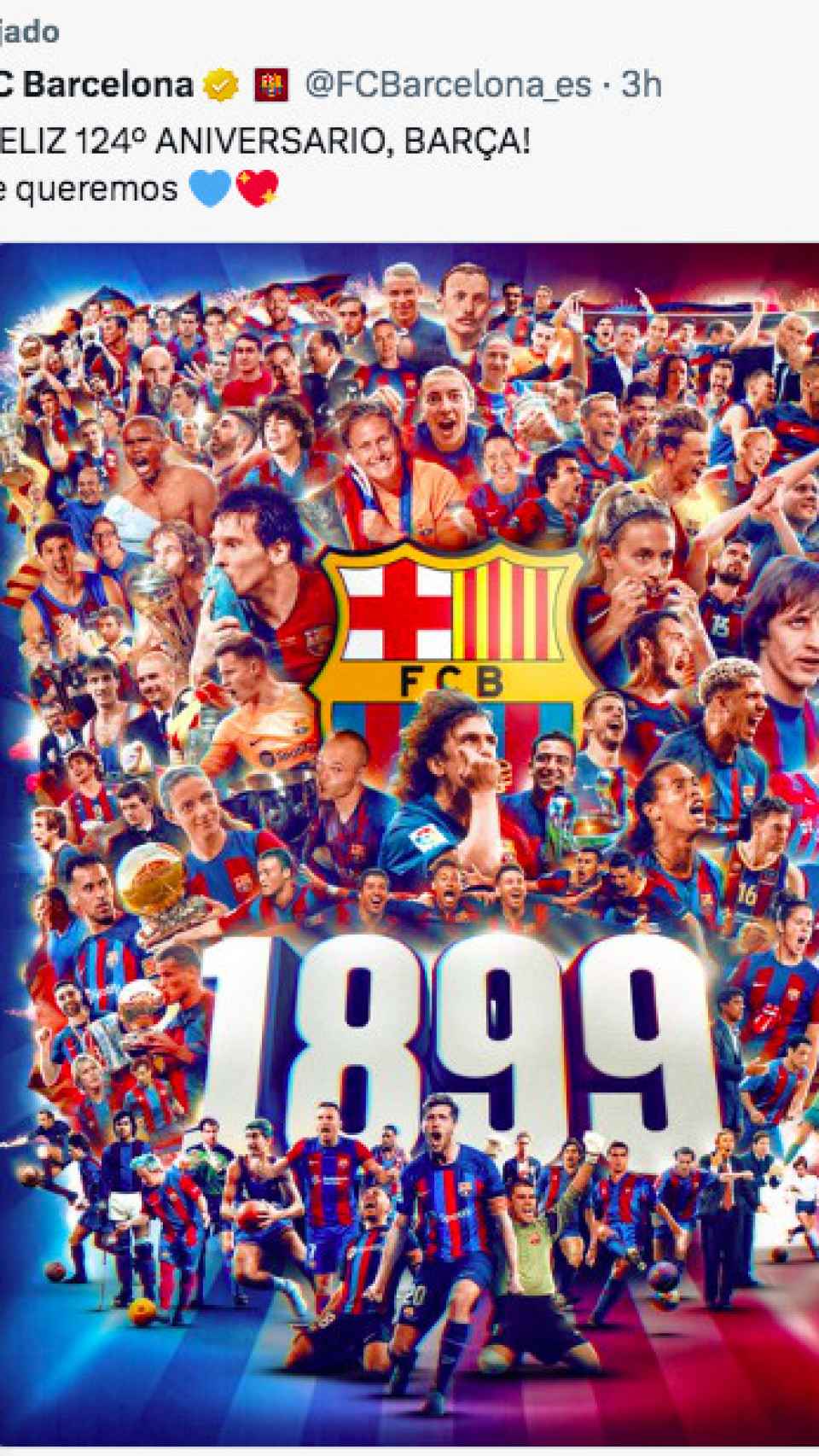 El Barça celebra este 29 de noviembre su 124 aniversario