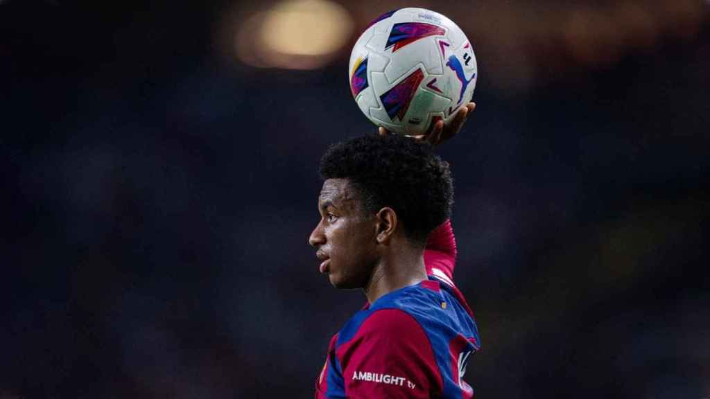 Alejandro Balde, durante un partido del Barça en Montjuïc