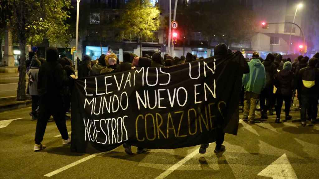 La cola de la manifestación anarquista de la madrugada del jueves