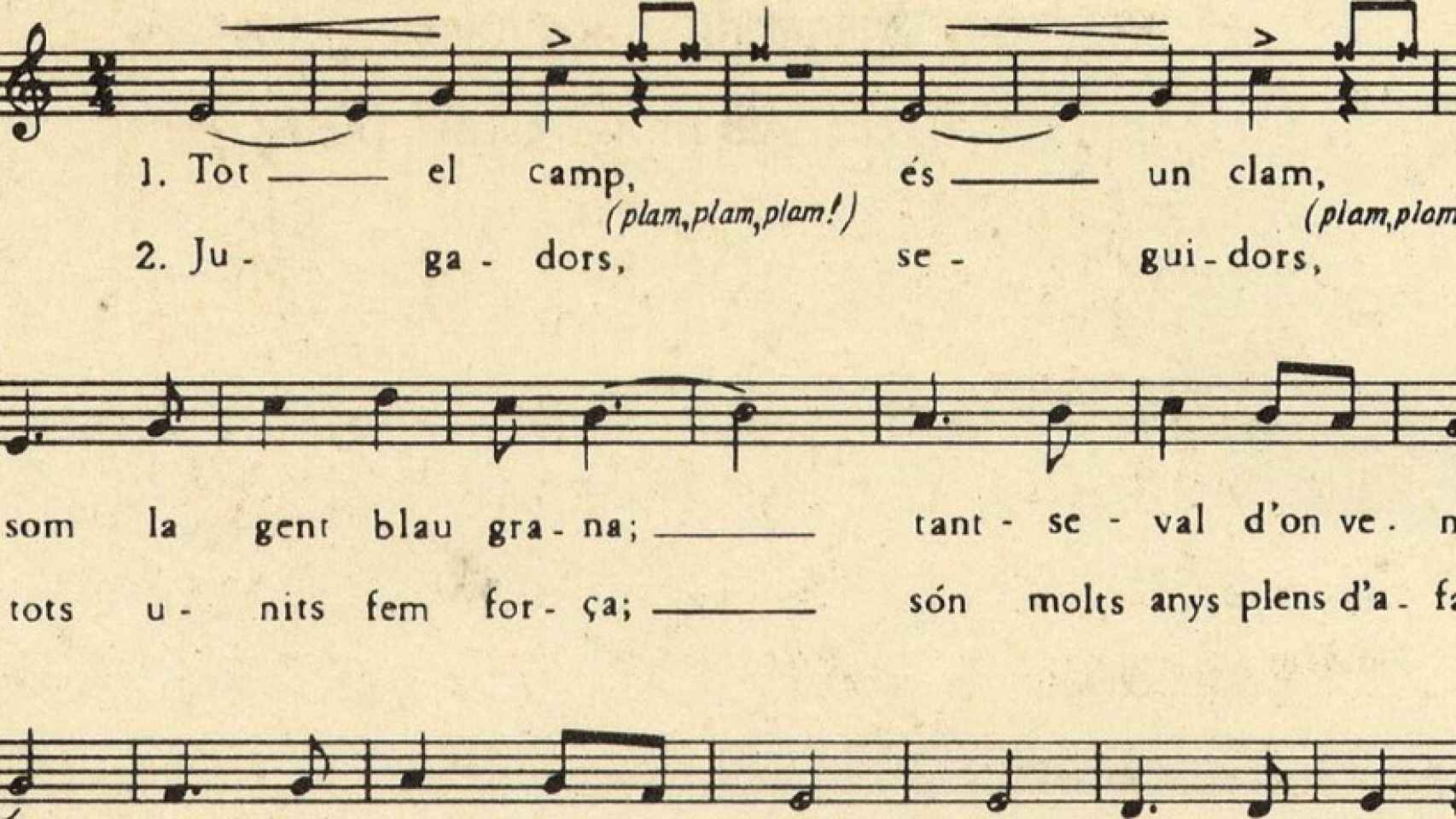 La partitura del 'Cant del Barça', compuesta en 1974