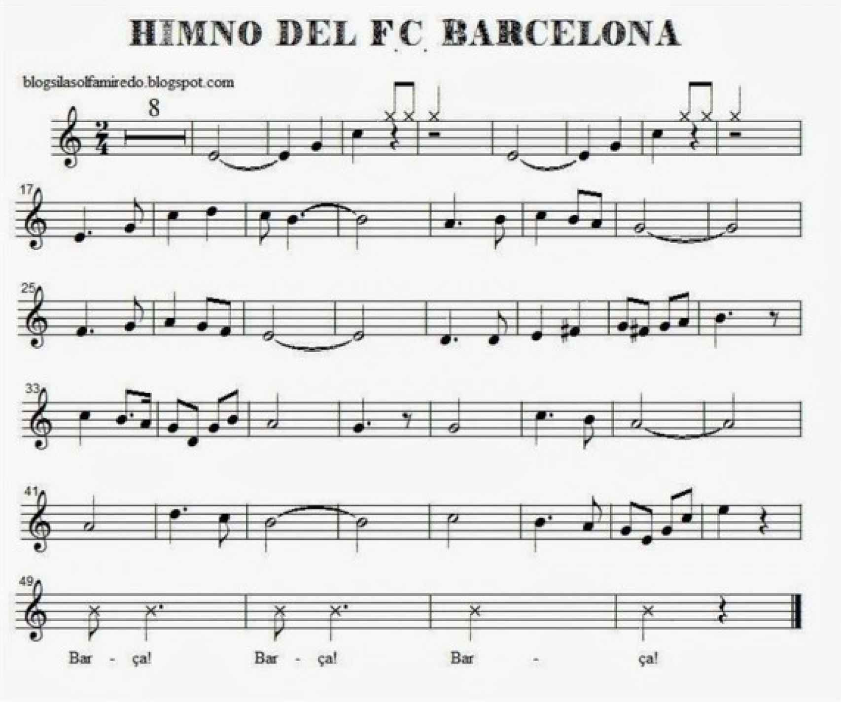La partitura del primer himno del FC Barcelona, estrenado en 1910