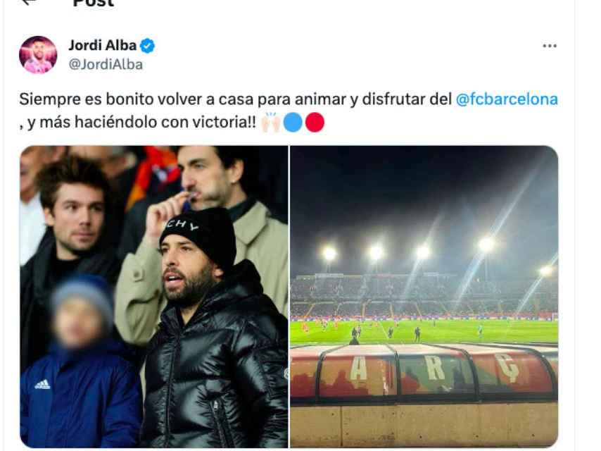 Jordi Alba, en el palco de Montjuïc