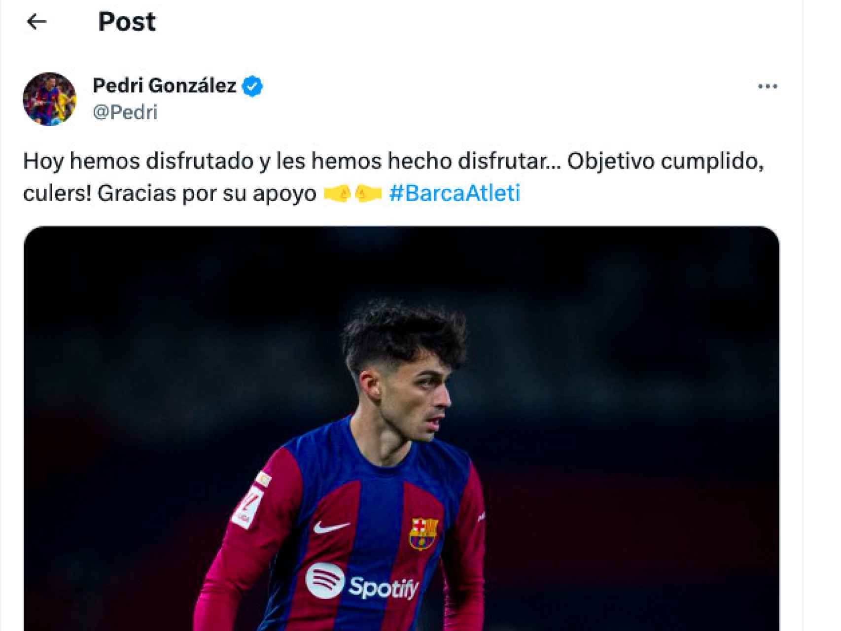 Mensaje de Pedri a la afición del Barça