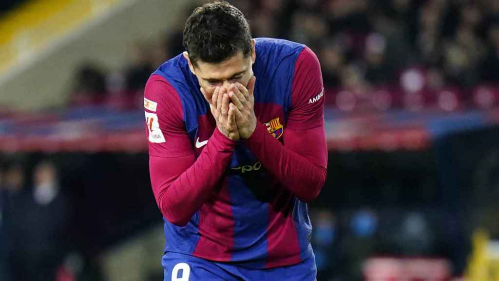 Robert Lewandowski, durante el partido contra el Atlético