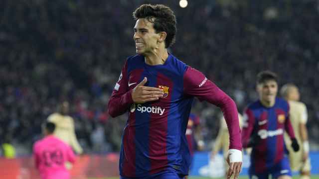 Joao Félix, celebrando un gol con la camiseta del FC Barcelona