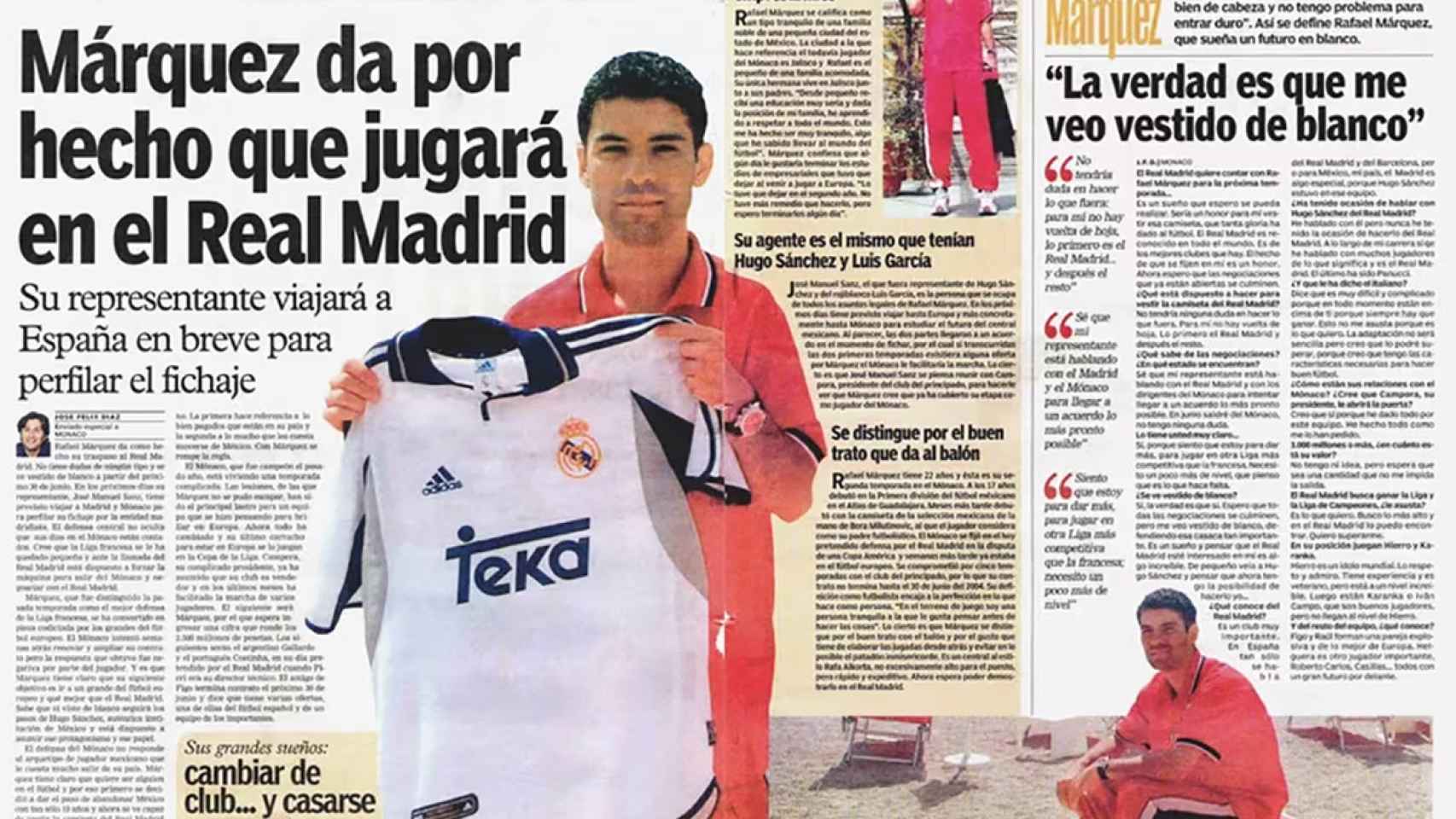 Rafa Márquez posa con la camiseta del Real Madrid