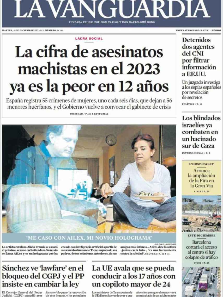 Portada de 'La Vanguardia' de 5 de diciembre de 2023